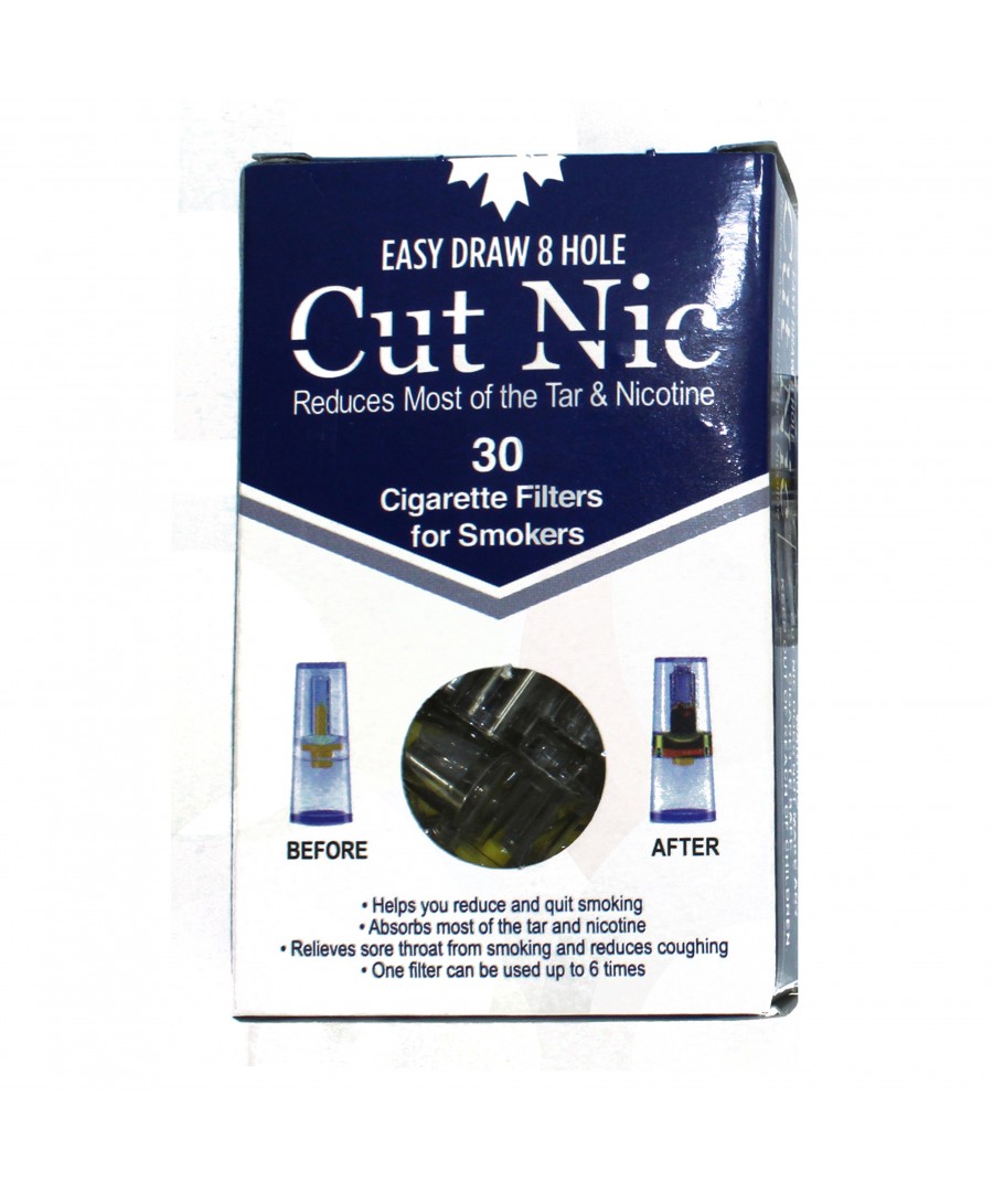 Cut-Nic 8 Hole Easy Draw Disposable Cigarette Filters - (1200 Filters)  Including 4 Travel Cases